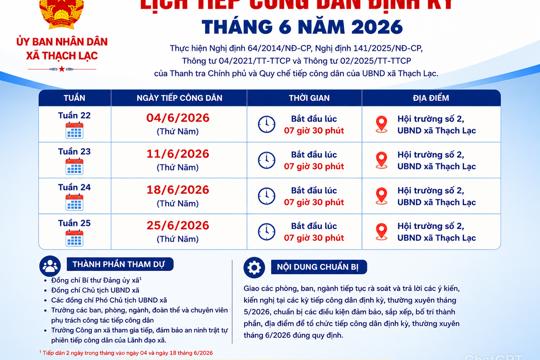 Lịch tiếp công dân tháng 6