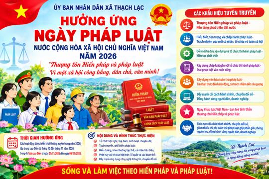 Xã Thạch Lạc đẩy mạnh các hoạt động hưởng ứng Ngày Pháp luật Việt Nam năm 2026 