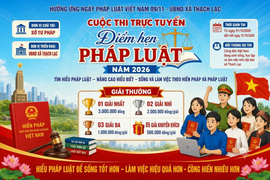 Thạch Lạc triển khai, hưởng ứng cuộc thi trực tuyến “điểm hẹn pháp luật” năm 2026. 