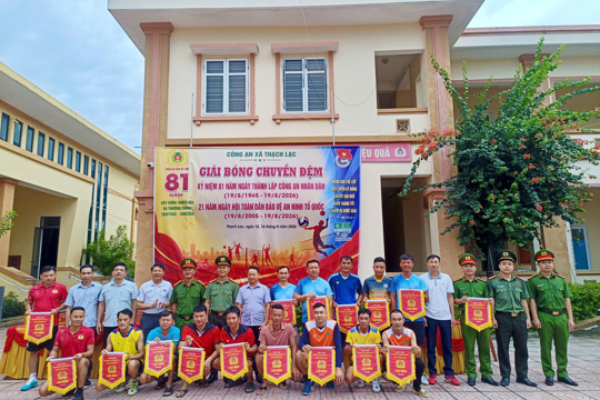 Công an xã Thạch Lạc khai mạc giải bóng chuyền đêm 2x2 năm 2026
