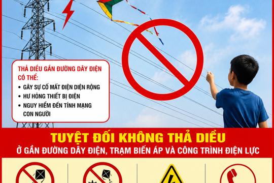 Không thả diều gần đường dây điện – Chung tay bảo vệ an toàn lưới điện 