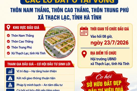 Tổ chức phiên đấu giá quyền sử dụng đất tại xã Thạch Lạc 